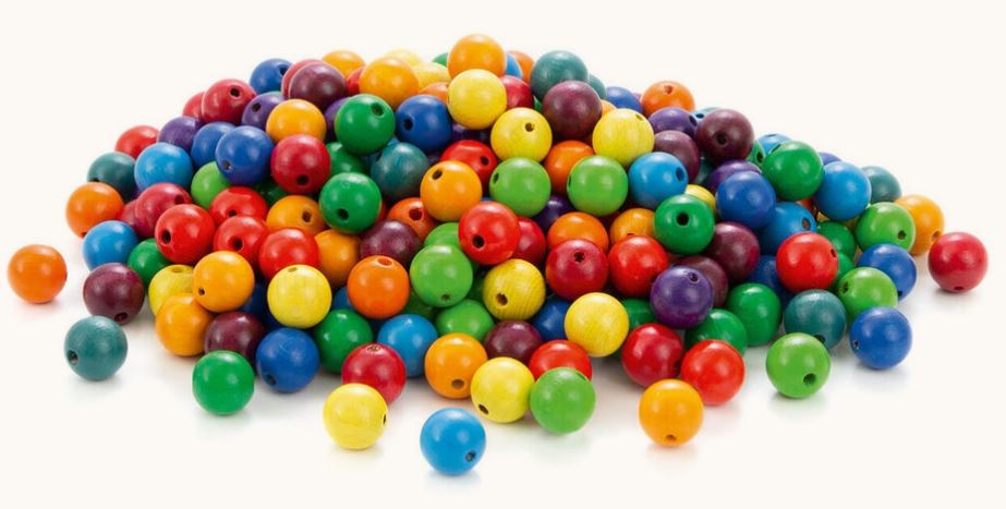 120 Kleine Holzperlen - Regenbogen