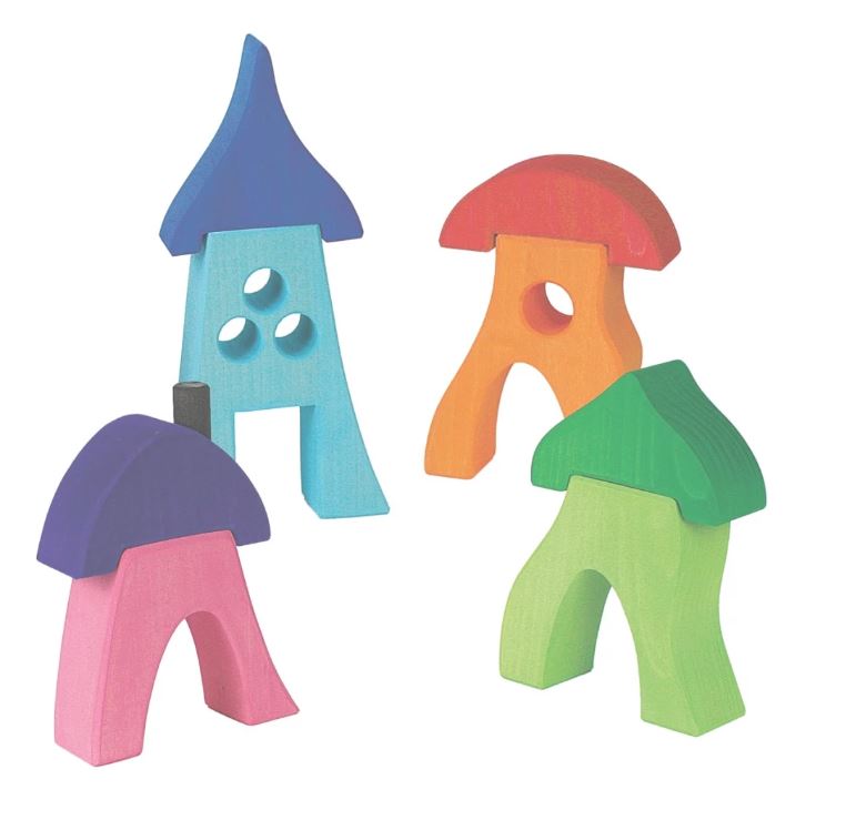 Bunte Häuser 4er-Set 8 Teile