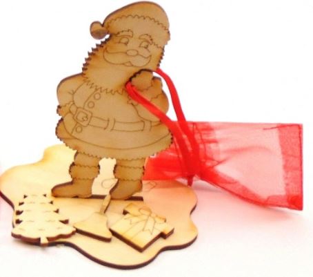 Weihnachtsmann 12,5 cm mit Organza, Sack Bastelset