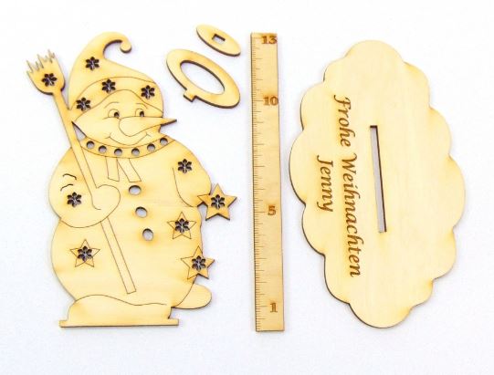 Stehender Schneemann für Licht, Geldgeschenk, Bast