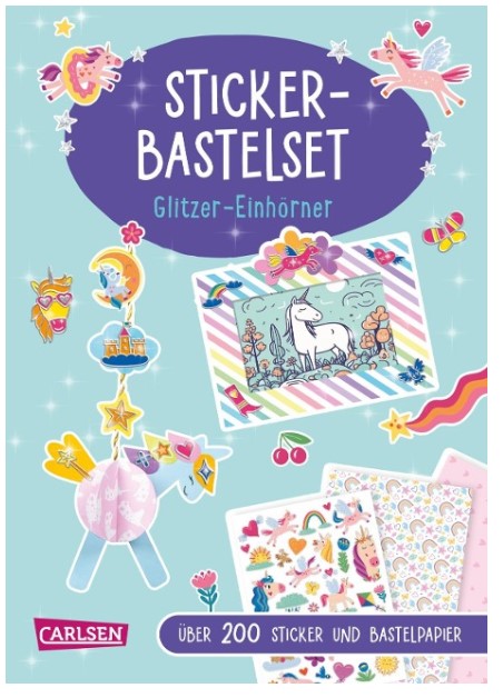 Sticker-Bastelset: Glitzer-Einhörner Carlsen