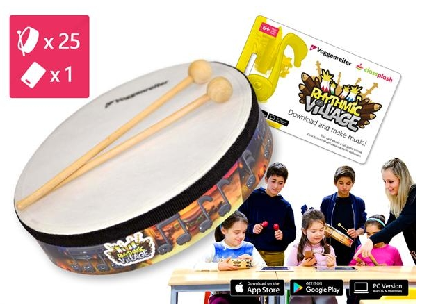 Trommel-Kiste "Rhythmic-Village" 1 (1 x App + 25 H Voggenreiter