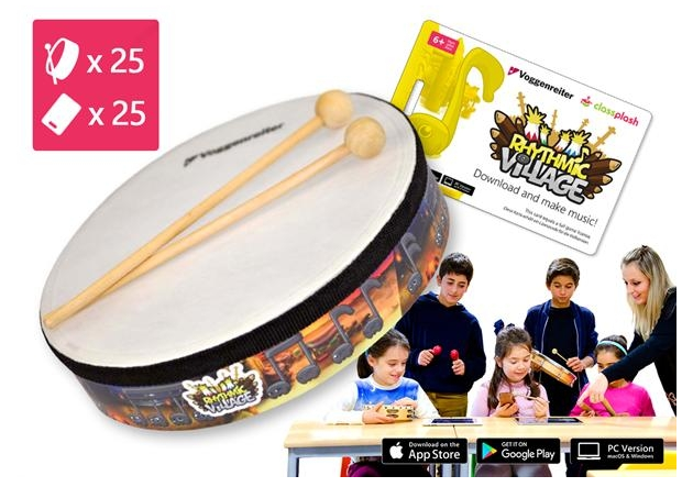 Trommel-Kiste "Rhythmic-Village" 2 (25 x App + 25  Voggenreiter