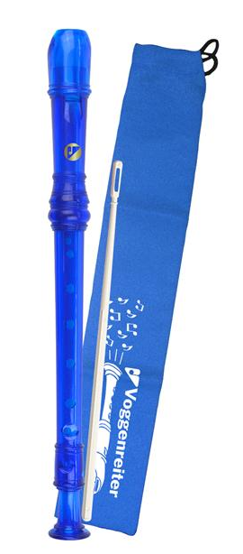 Voggys Kunststoff-Blockflöte (blau), barocke Griff Voggenreiter