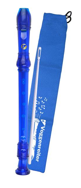 Voggys Kunststoff-Blockflöte (blau), deutsche Grif Voggenreiter
