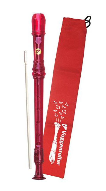 Voggys Kunststoff-Blockflöte (rot), barocke Griffw Voggenreiter