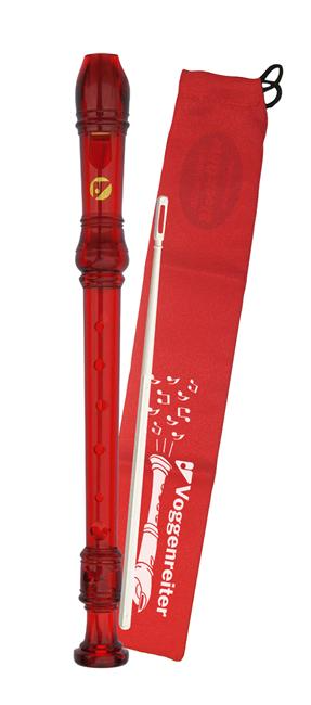 Voggys Kunststoff-Blockflöte (rot), deutsche Griff Voggenreiter