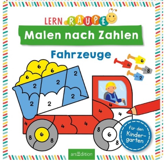 Lernraupe – Malen nach Zahlen – Fahrzeuge Ars Edition – Lios Kinderzimmer
