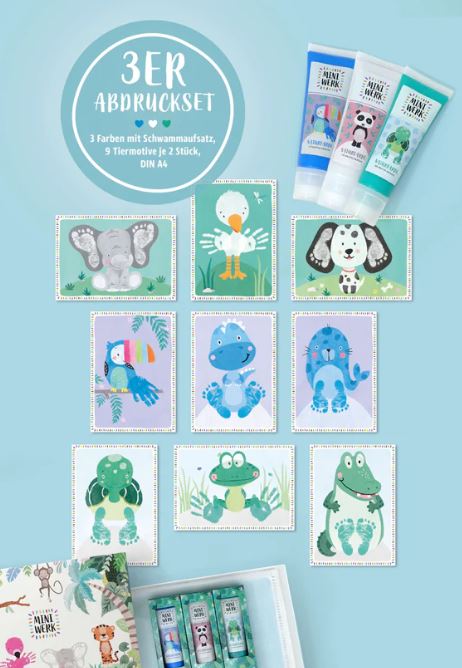 3er Baby Abdruckset *BLAU, GRÜN, WEIß* Miniwerk