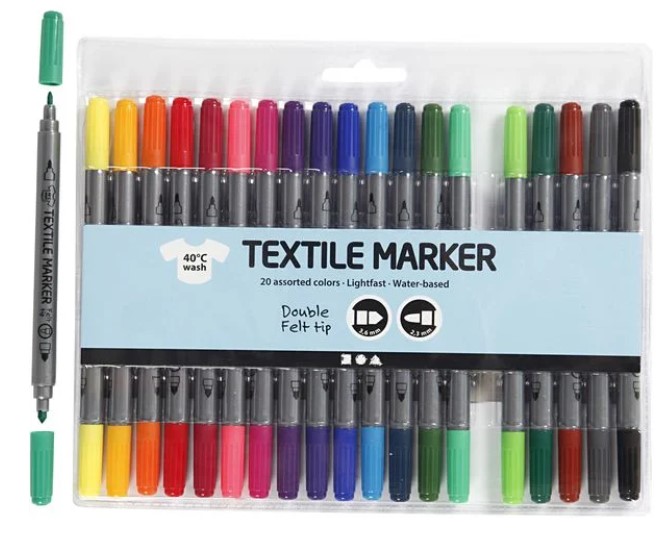 20 Textil-Marker, Strichstärke 2,3+3,6 mm Standard creativ Company