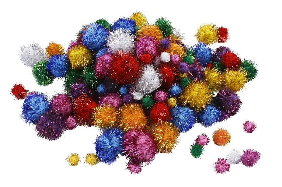 Glitzer-Pompons, D 15-40 mm, Glitter, Kräftige Far creativ Company