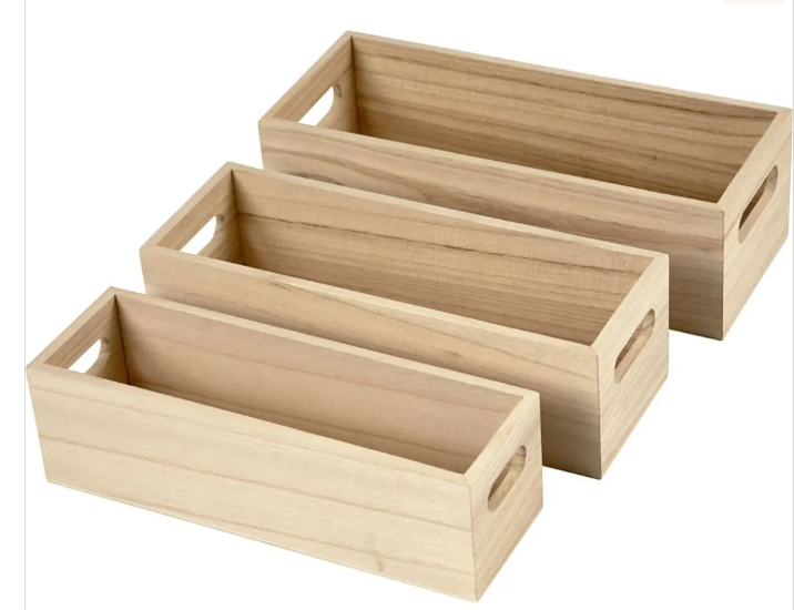 Holzkasten, H 6,5-7,5 cm, L 22+23,5+25 cm, B 6,5+7 creativ Company