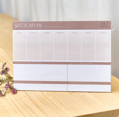 Organizer/Wochenplan für Eltern Julia KreativBlog
