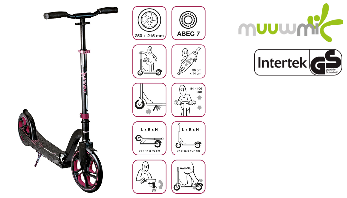 A3&: AV muuwmi Aluminium Scooter Pro rot