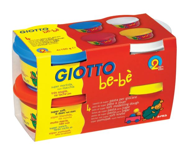 Be-bè Knete 4x 100g - blau/weiß/rot/gelb