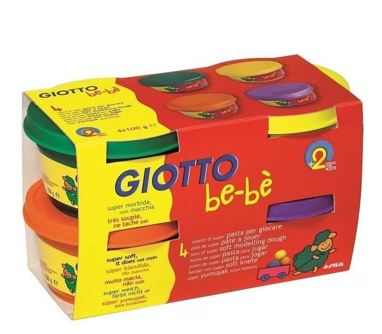 Be-bè Knete 4x 100g - grün/orange/gelb/Lila