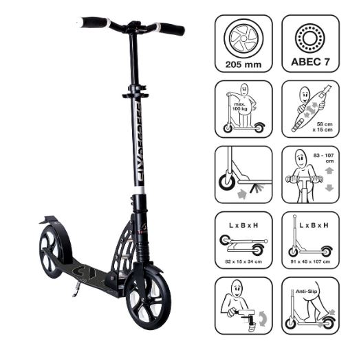 Aluminium Scooter Suspension 205 mm schwarz