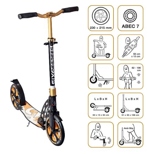 Aluminium Scooter 230/215 mm gold