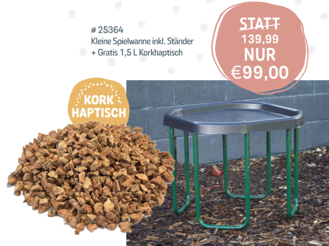 Kleine Spielwanne inkl. Ständer + gratis 1,5l Kork